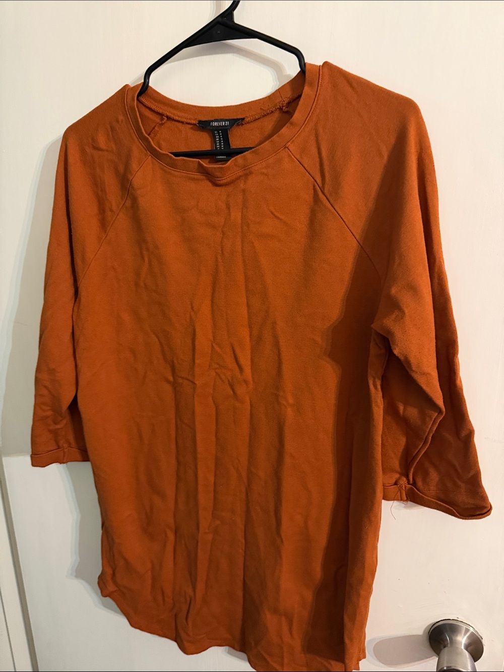 Forever 21 Women's Burnt Orange Lightweight Crewneck Sweatshirt